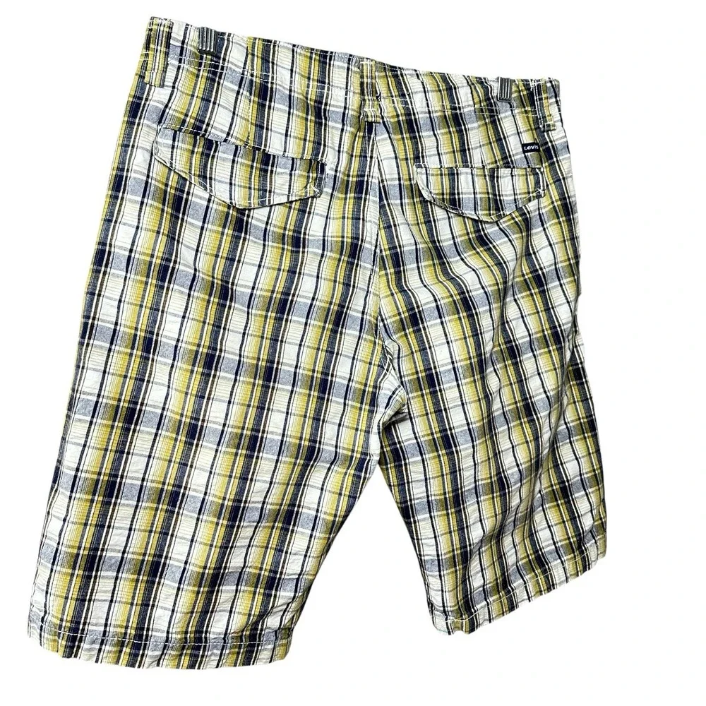 Levi's 706L‎ Yellow Blue Madras Plaid Shorts Men's 32 Preppy Cotton Summer